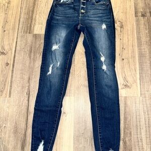 Womens KanCan Distressed Denim Blue Jeans Size 5/26 Button Fly